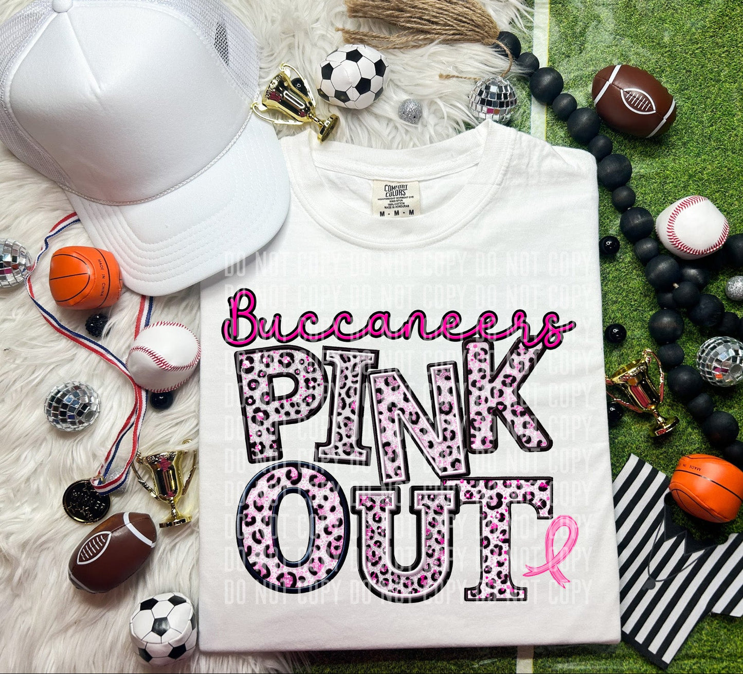 Buccaneers Pink Out Animal Print Mascot-Lovie T Designs