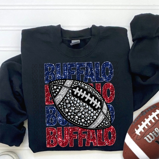 Buffalo Blue Red Stacked Football-Lovie T Designs