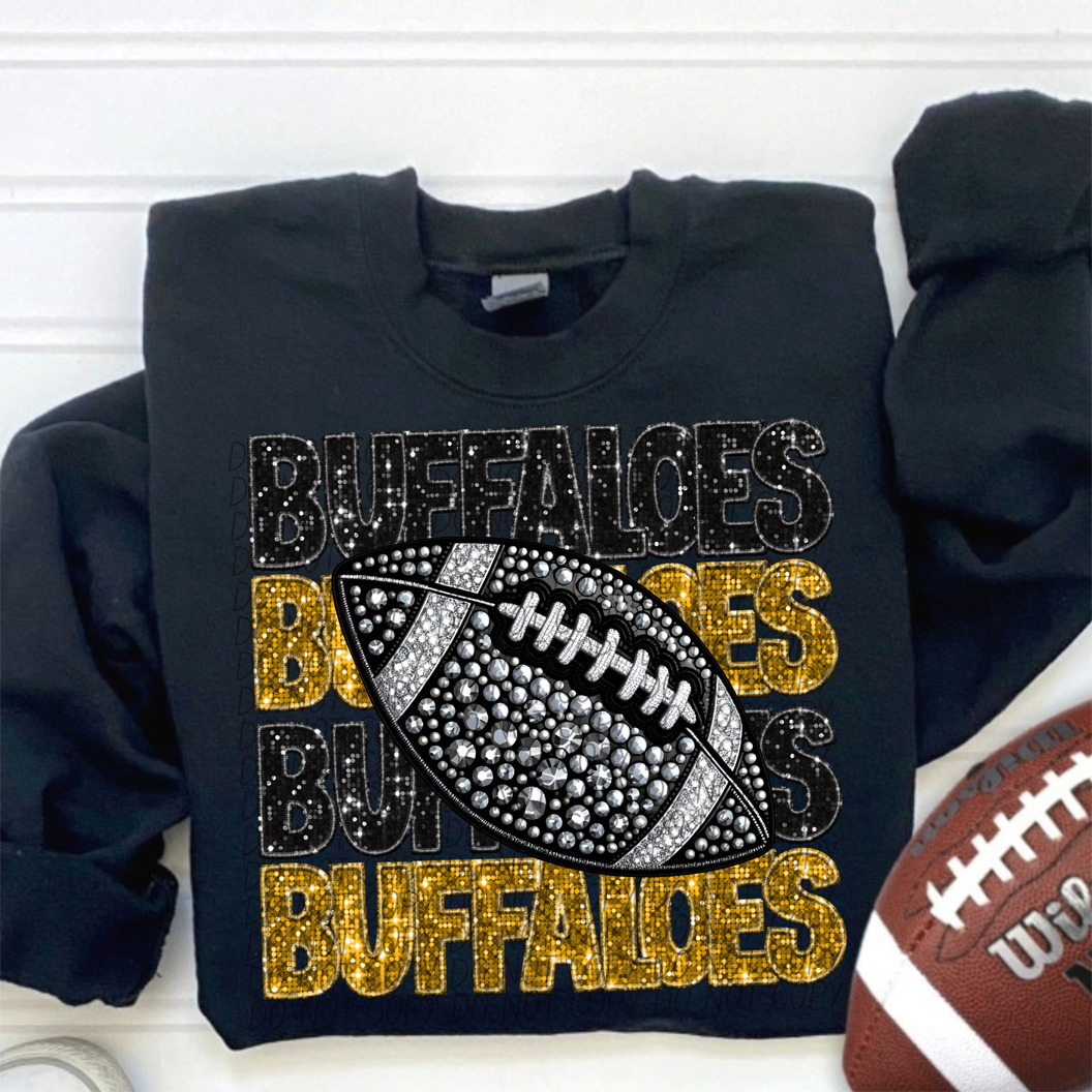 Buffaloes Gold Black Stacked Football-Lovie T Designs