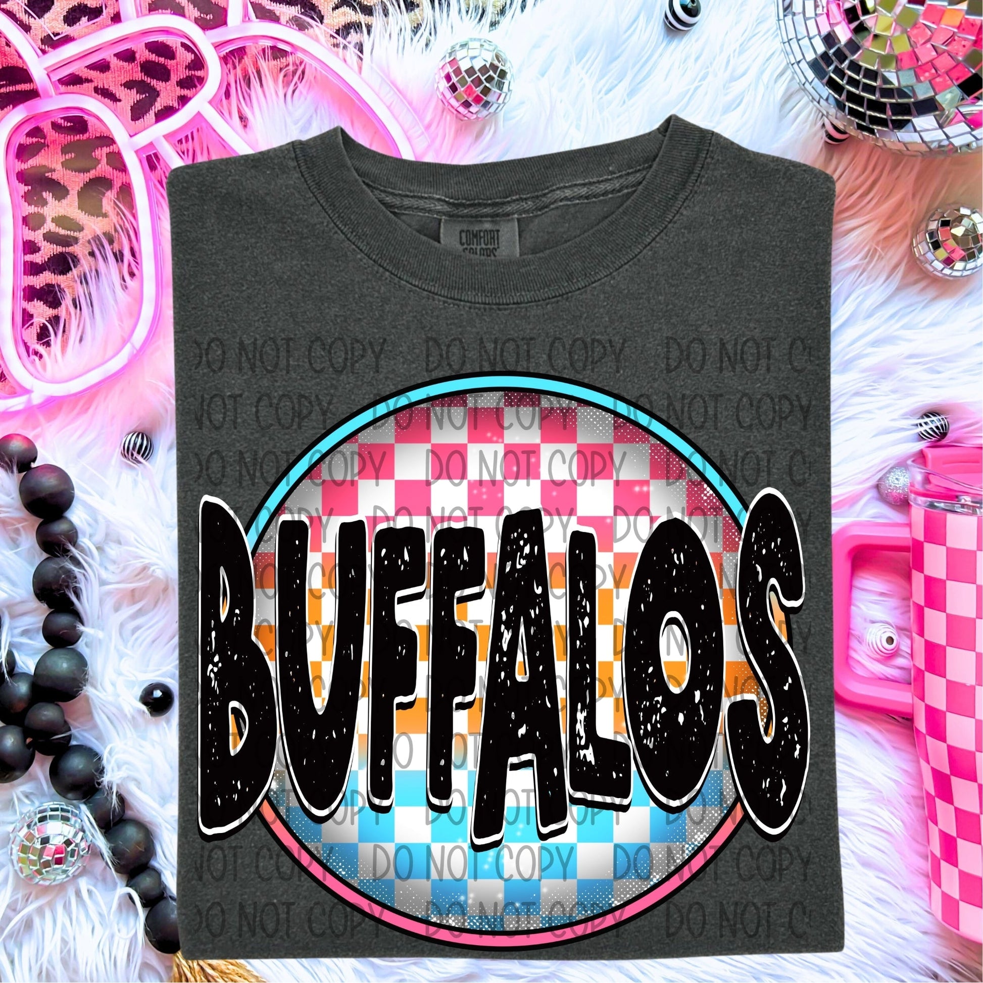 Buffalos Neon Circle Mascots-Lovie T Designs