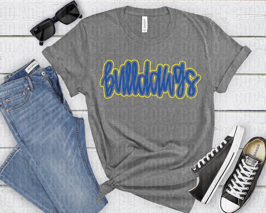 Bulldawgs Yellow Blue-Lovie T Designs