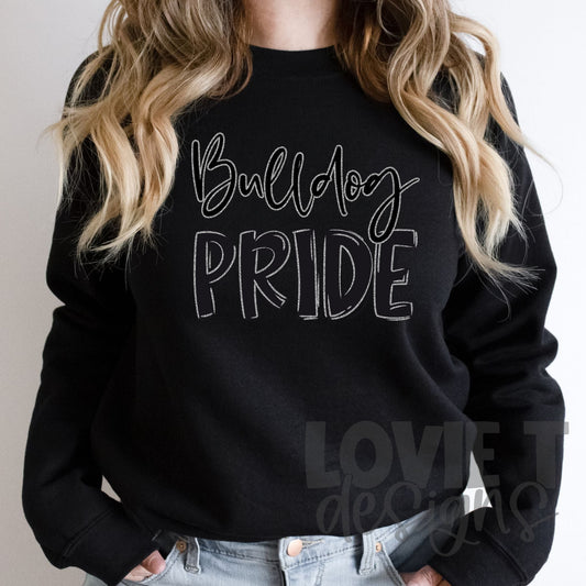 Bulldog Pride Black Font Silver Outline-Lovie T Designs