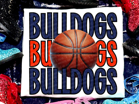 Bulldogs Basketball Faux Navy Red-Lovie T Designs