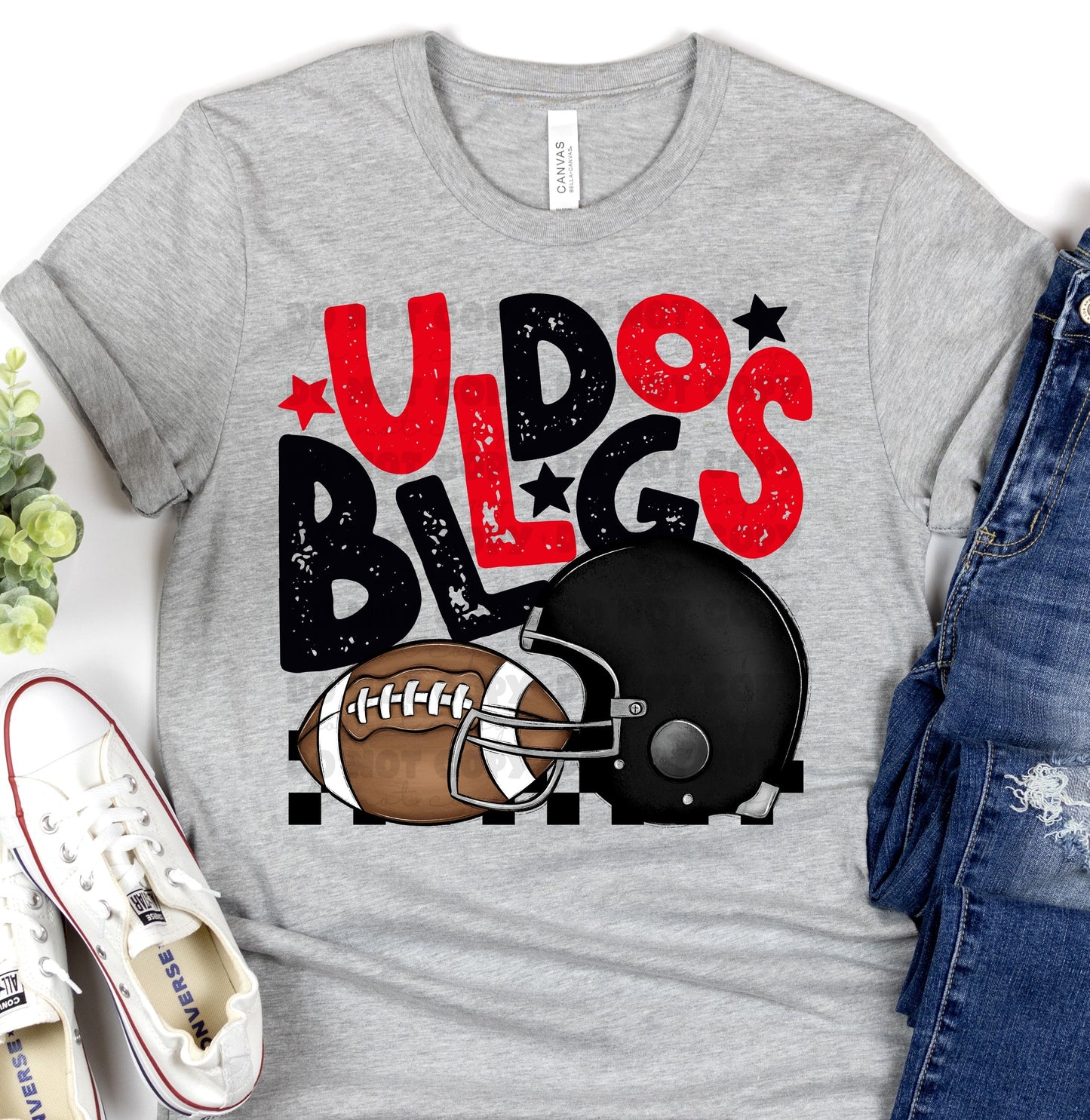 Bulldogs Black and Red Checkered FB-Lovie T Designs