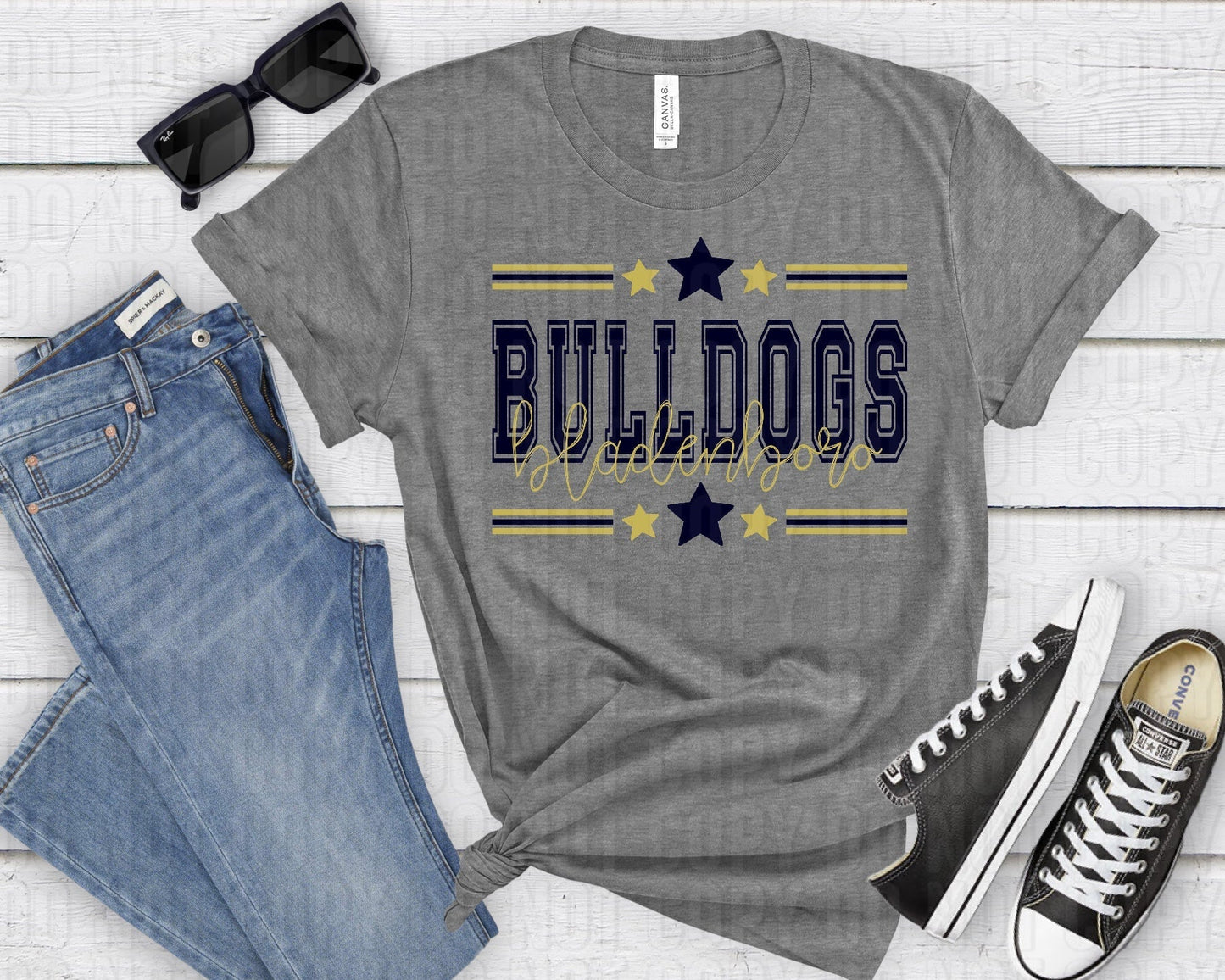 Bulldogs Bladenboro Navy Gold All Stars-Lovie T Designs