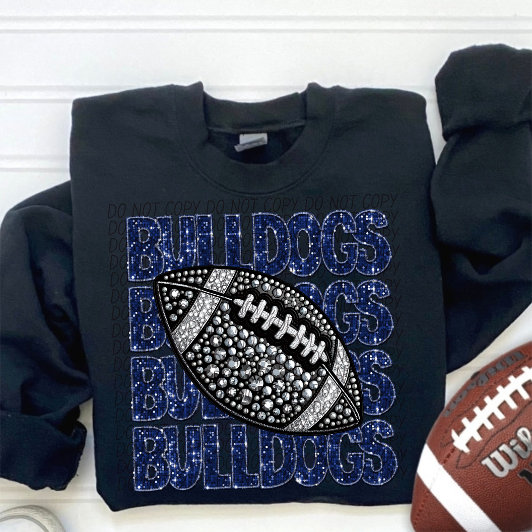 Bulldogs Blue Stacked Football-Lovie T Designs