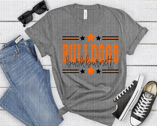 Bulldogs Burkburnett Black Orange All Stars-Lovie T Designs