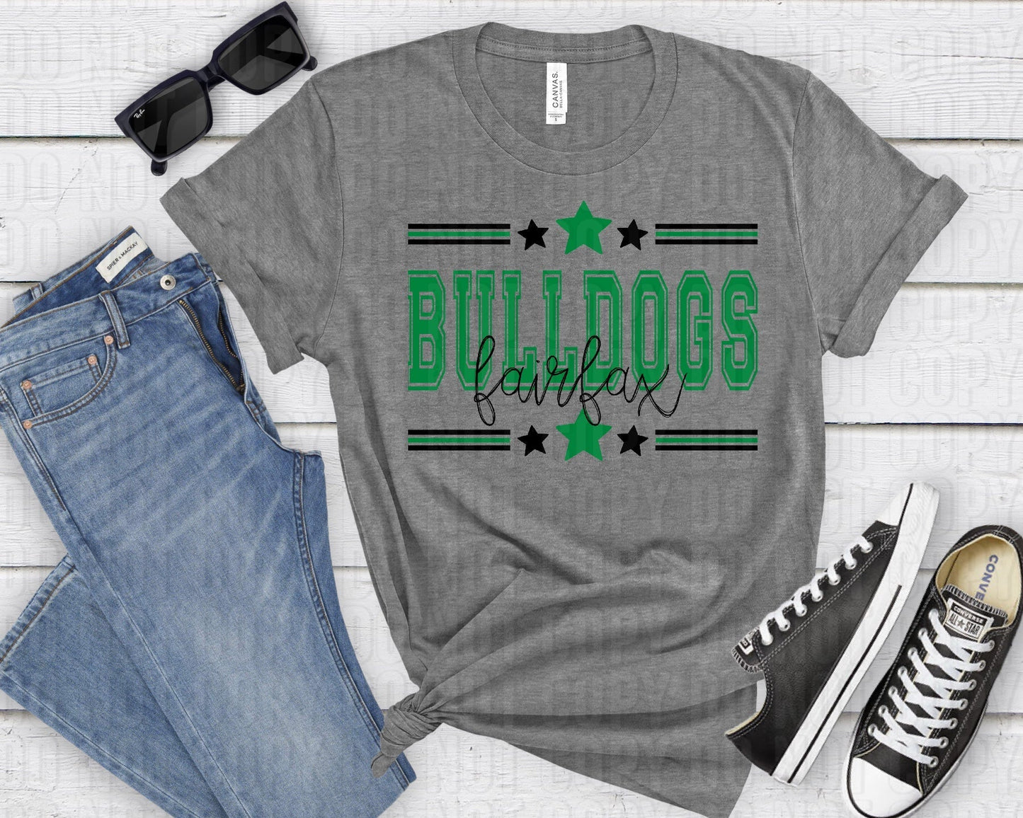 Bulldogs Fairfax Black Green All Stars-Lovie T Designs