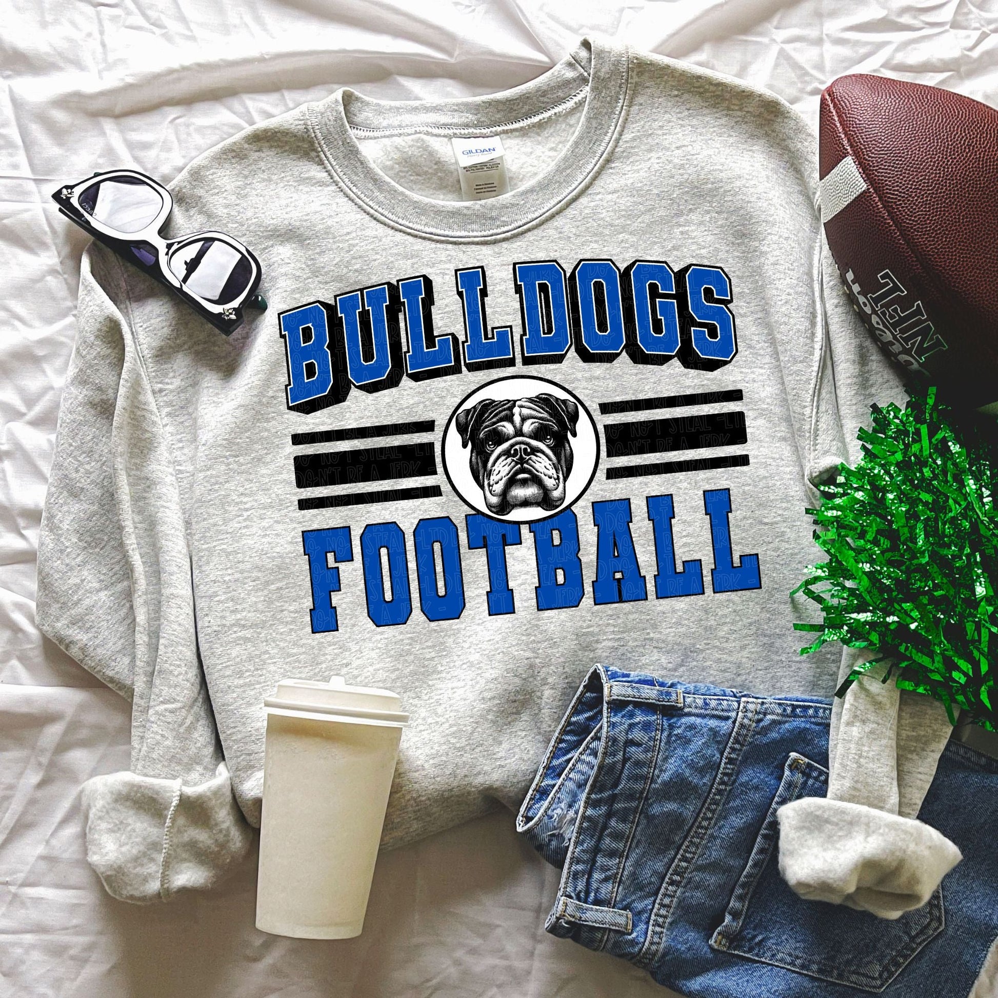 Bulldogs Football Royal Emblem-Lovie T Designs