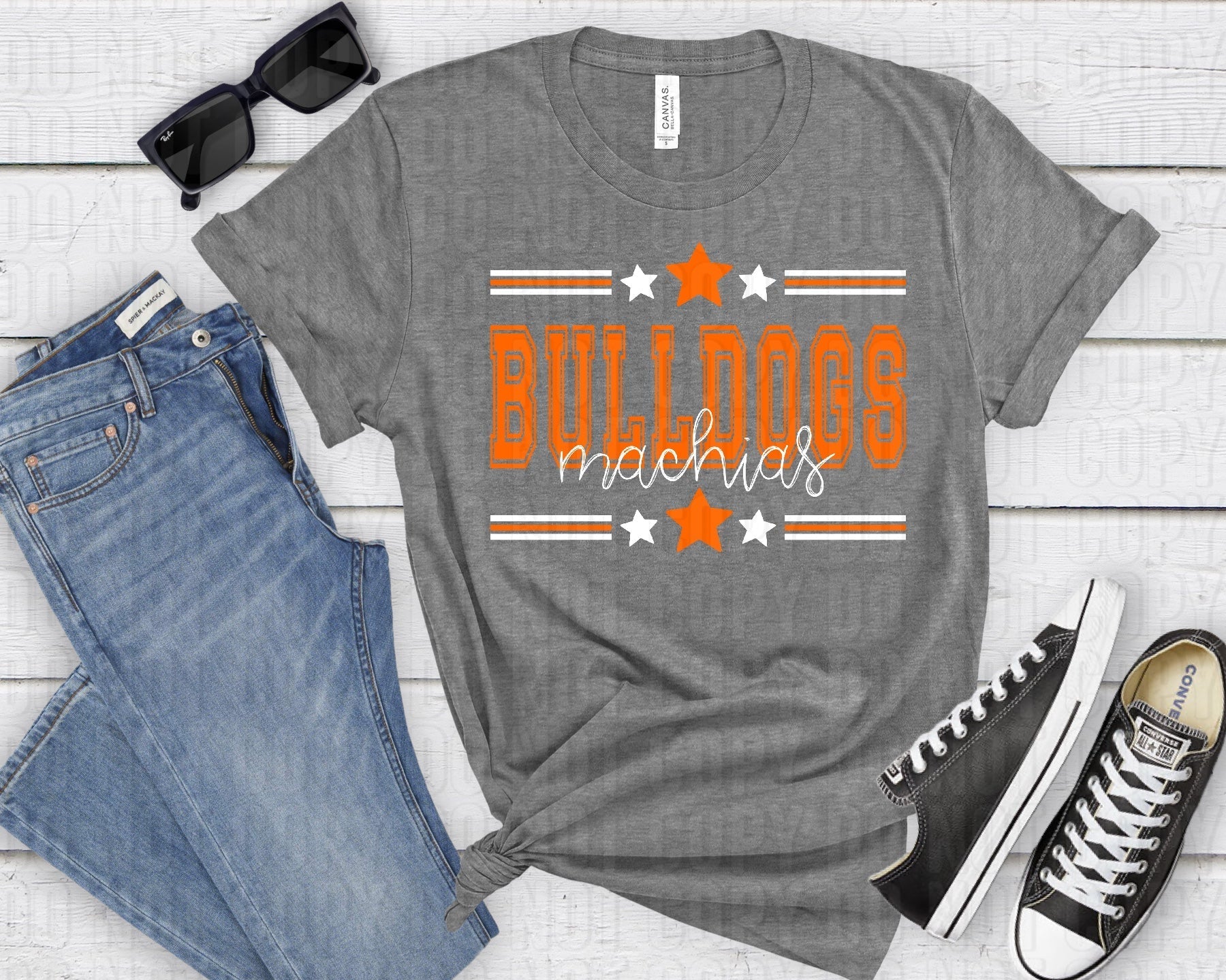 Bulldogs Machias White Orange All Stars-Lovie T Designs