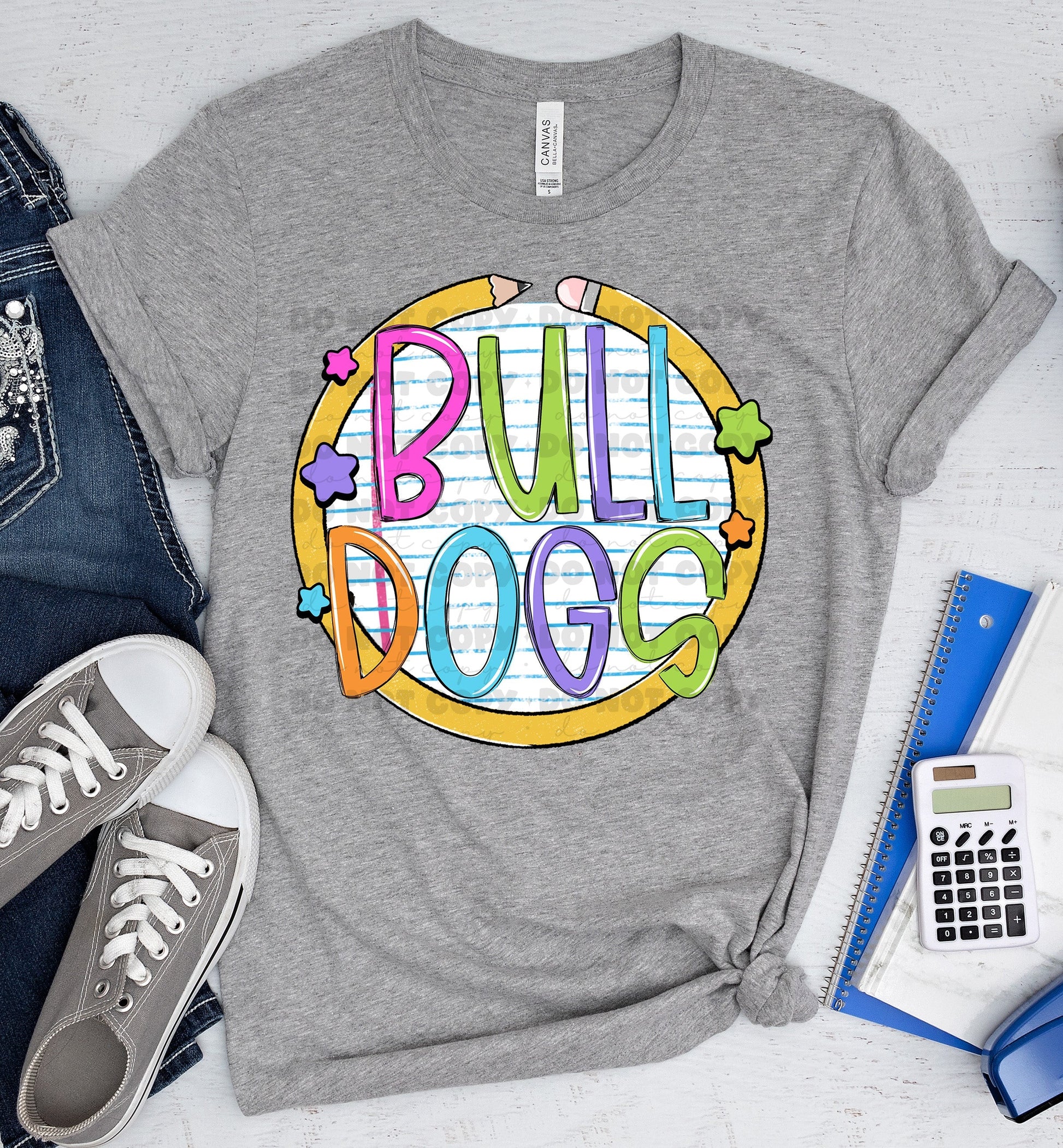 Bulldogs Mascot Paper and Pencil Circle-Lovie T Designs