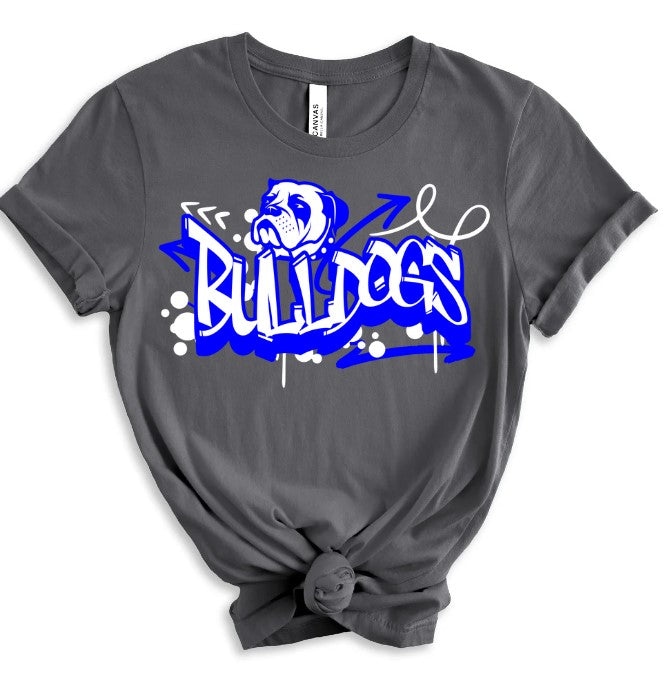 Bulldogs Royal Blue White Graffiti Mascot-Lovie T Designs