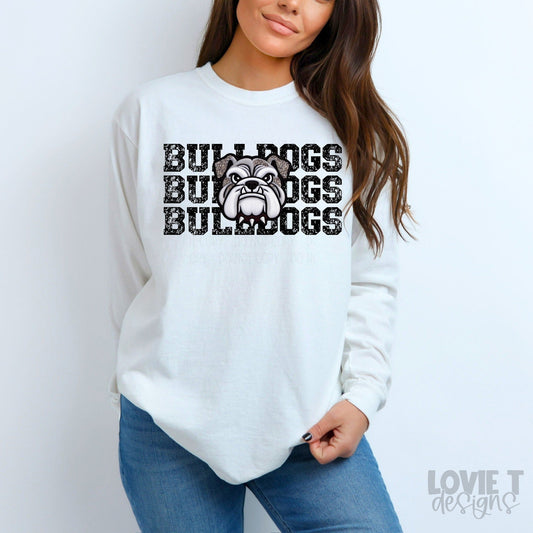 Bulldogs Stacked Faux Embroidery