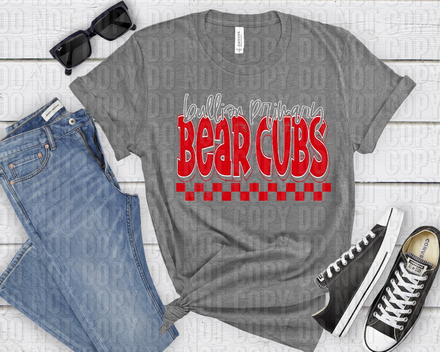 Bullion Primary Bear Cubs Gray Red Grunge-Lovie T Designs