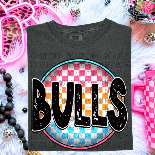 Bulls Neon Circle Mascots-Lovie T Designs