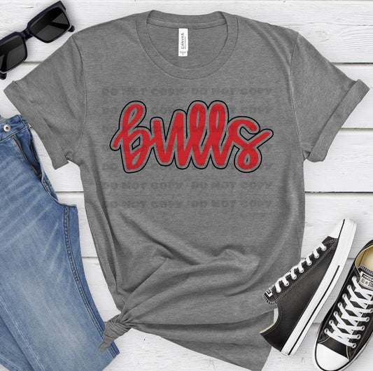 Bulls Red Black-Lovie T Designs