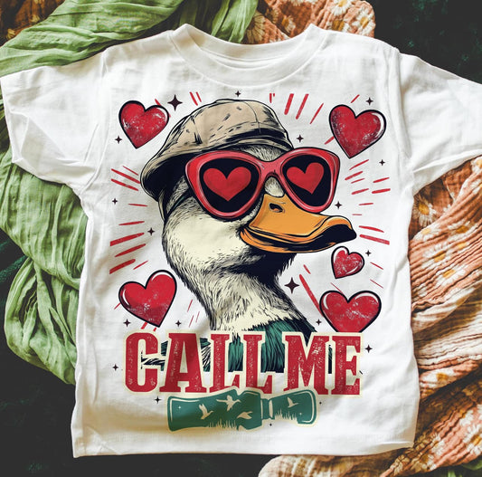 Call Me Valentines Duck-[DTF Transfer]-Lovie T Designs