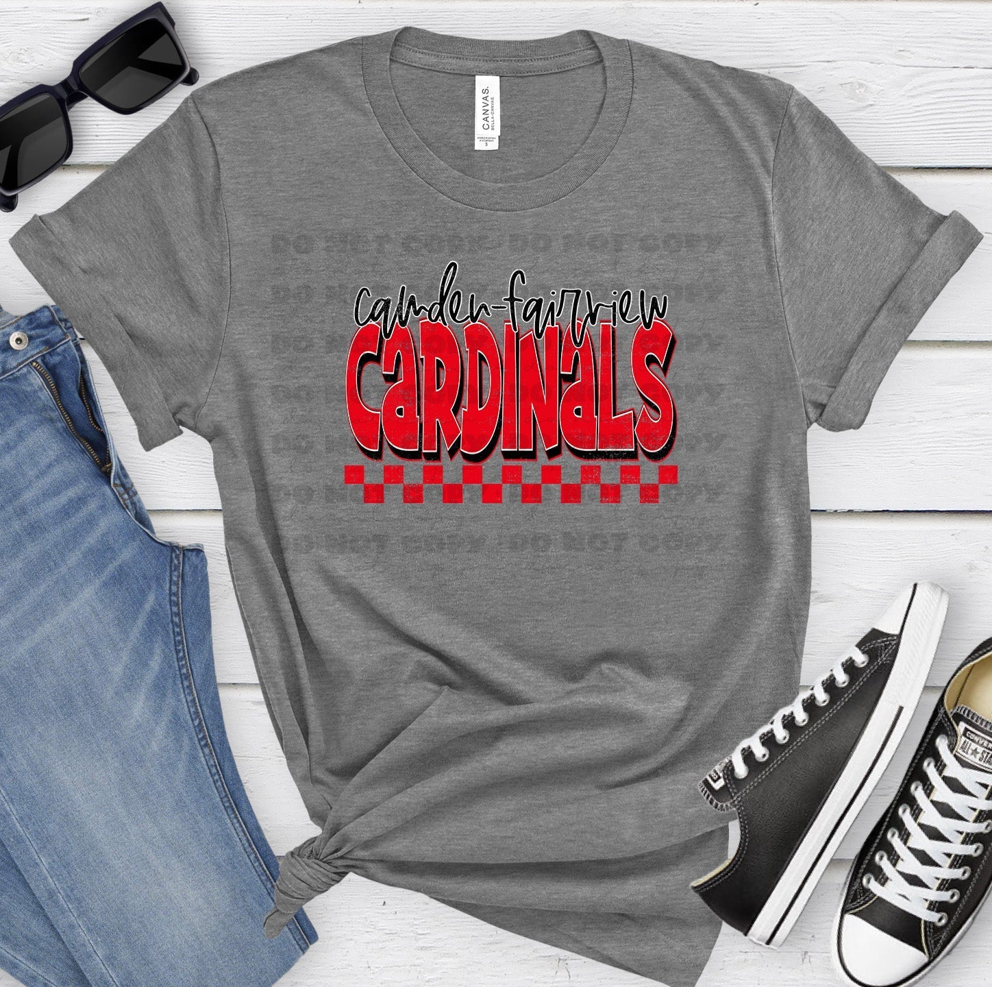 Camden Fairview Cardinals Red Black Grunge-Lovie T Designs