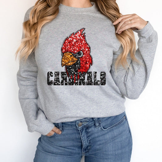 Cardinals Black Sequin-Lovie T Designs