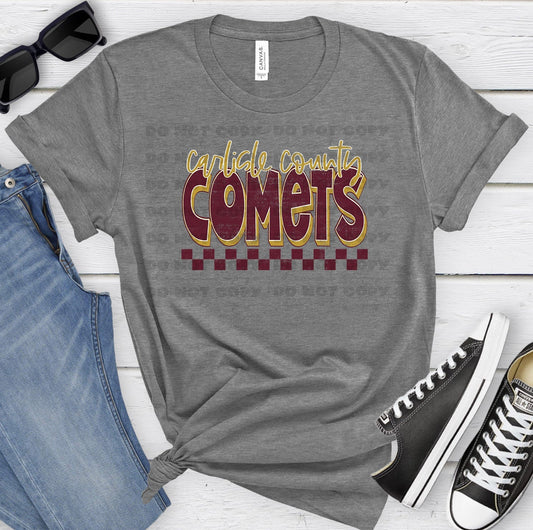 Carlisle County Comets Maroon Vegas Gold Grunge-Lovie T Designs