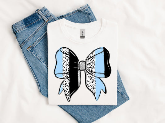 Carolina Blue and Dots Spirit Bow-[DTF Transfer]-Lovie T Designs