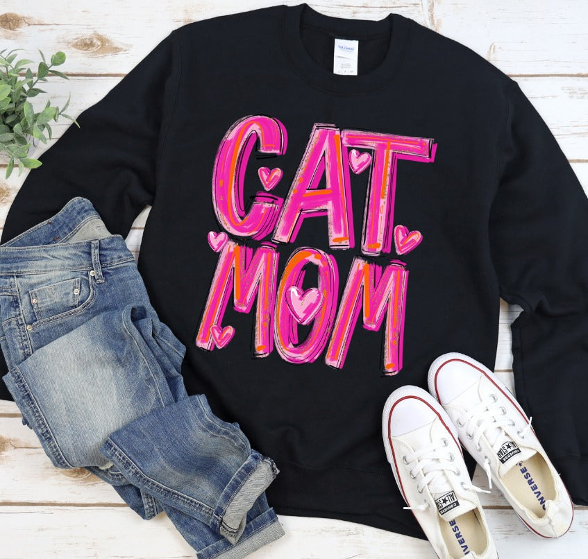 Cat Mom - Pretty in Pink-[DTF Transfer]-Lovie T Designs