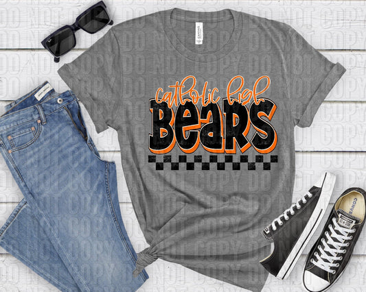 Catholic High Bears Orange Black Grunge-Lovie T Designs