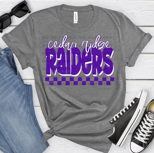 Cedar Ridge Raiders Purple White Grunge-Lovie T Designs