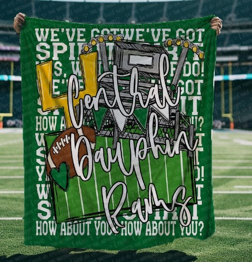 Central Dauphin Rams Kelly Green We've Got Spirit Blanket-Lovie T Designs