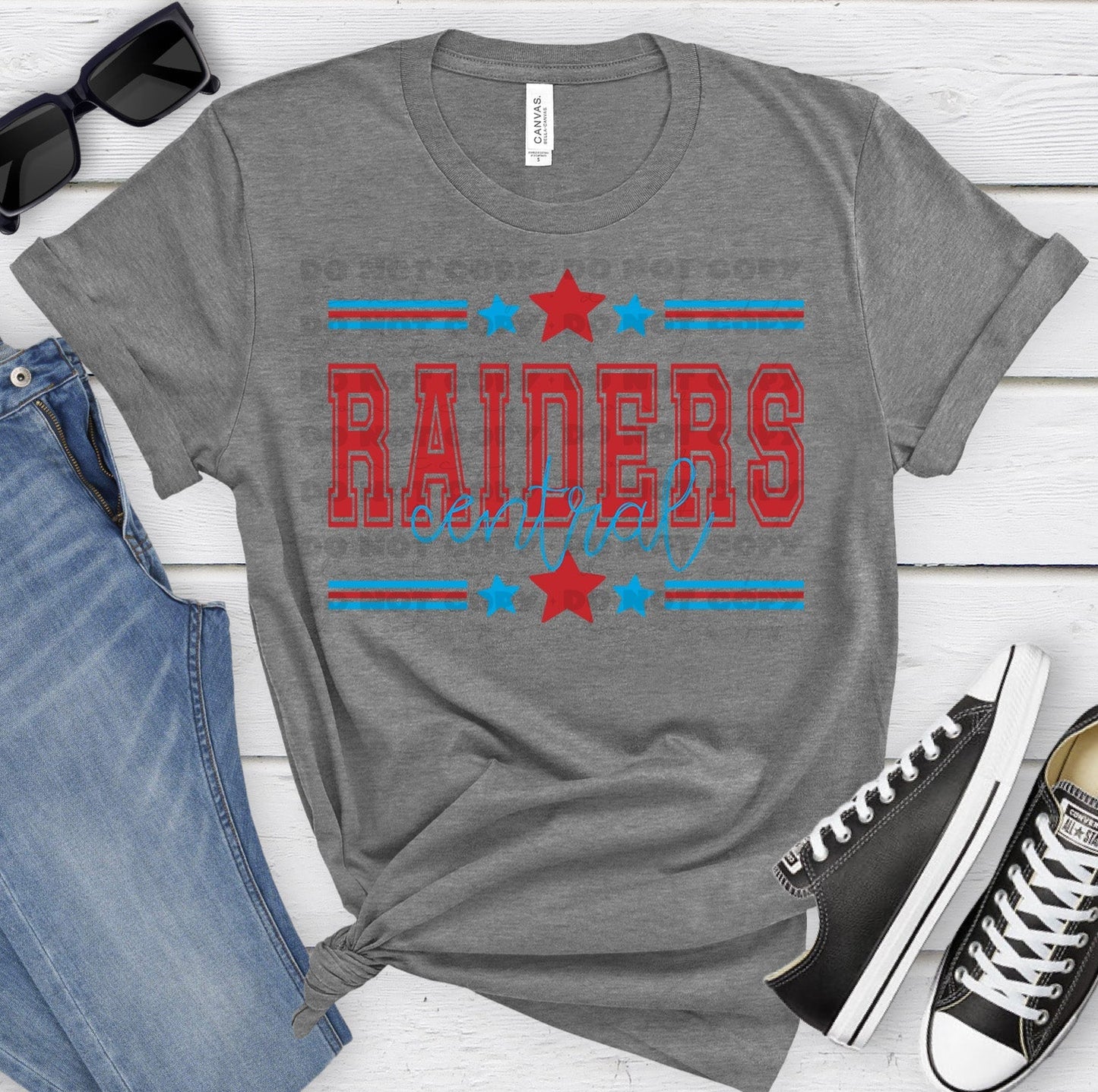 Central Raiders Red Columbia Blue All Stars-Lovie T Designs