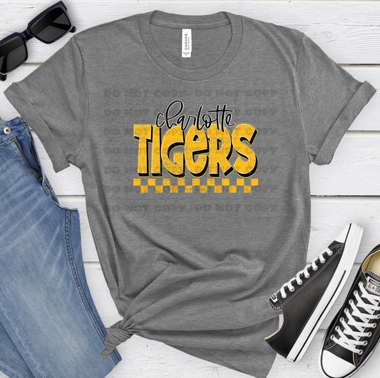 Charlotte Tigers Ath Gold Black Grunge-Lovie T Designs