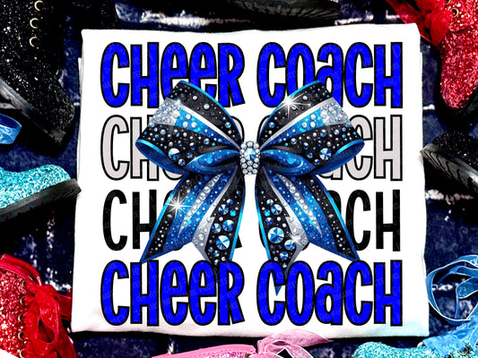 Cheer Coach Faux Rhinestones Royal Blue Black-Lovie T Designs