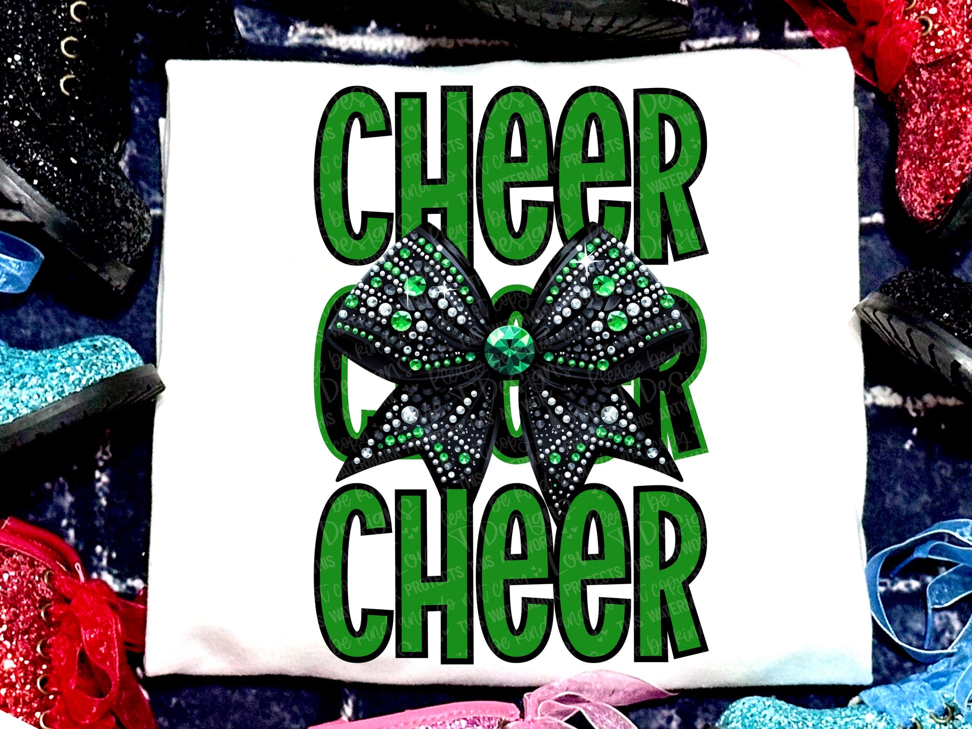 Cheer Faux Rhinestones Green Black-Lovie T Designs