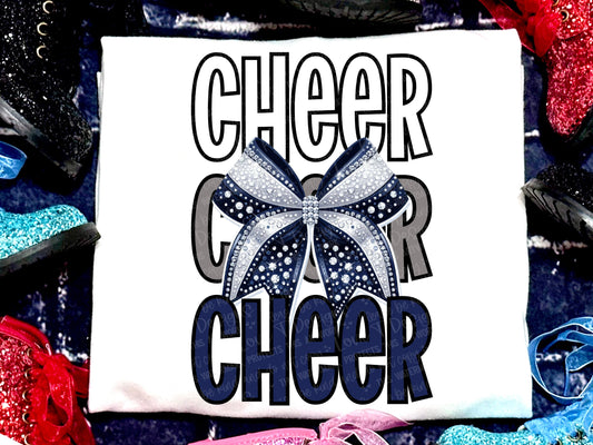 Cheer Faux Rhinestones Grey Navy-Lovie T Designs