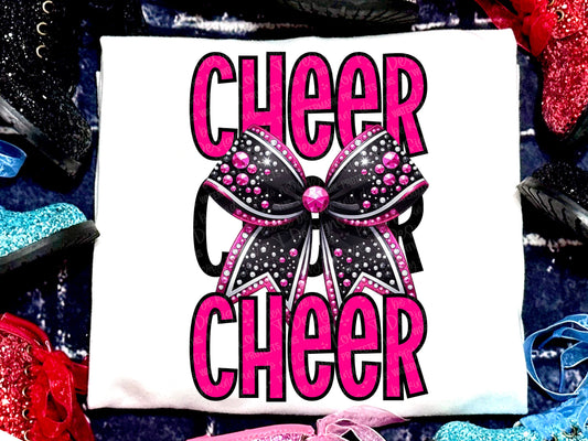 Cheer Faux Rhinestones Hot Pink Black-Lovie T Designs