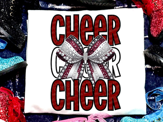 Cheer Faux Rhinestones Maroon Silver-Lovie T Designs