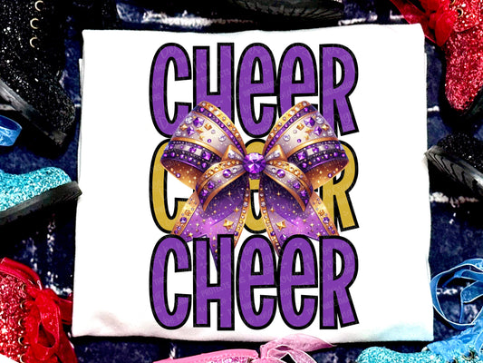 Cheer Faux Rhinestones Purple Gold-Lovie T Designs