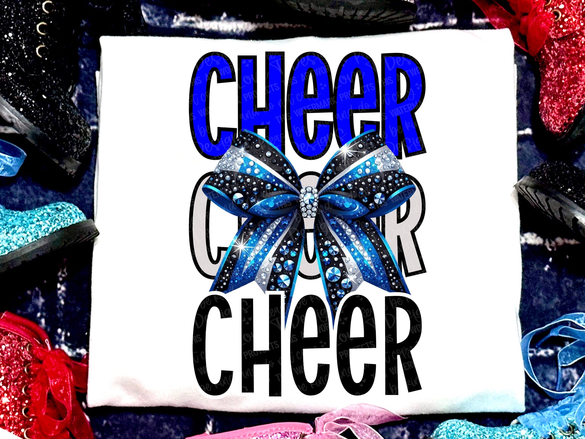 Cheer Faux Rhinestones Royal Blue Black-Lovie T Designs