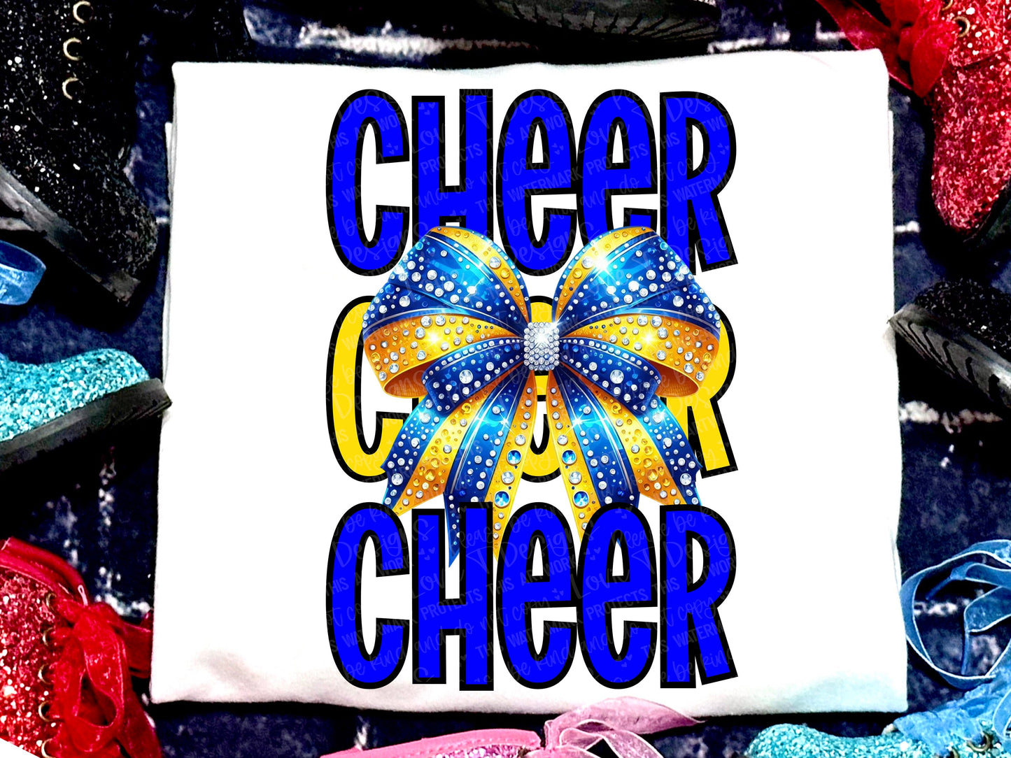 Cheer Faux Rhinestones Royal Blue Yellow-Lovie T Designs