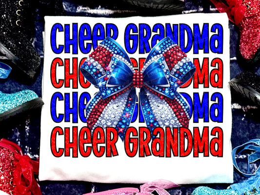 Cheer Grandma Faux Rhinestones Royal Blue Red-Lovie T Designs