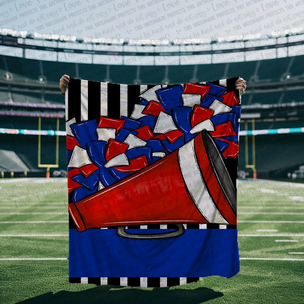 Cheer Megaphone and Pom Blanket Mockup-Lovie T Designs