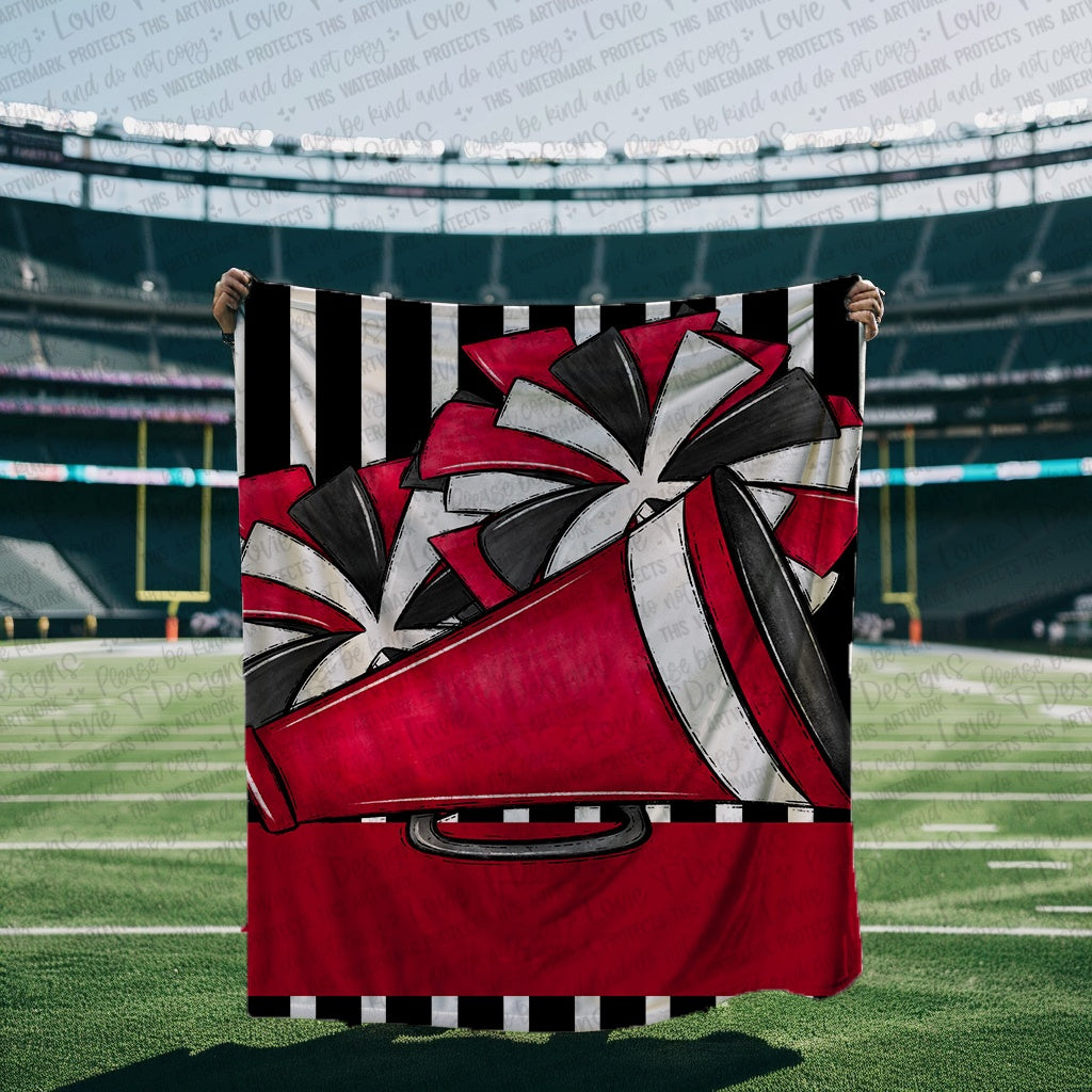 Cheer Megaphone and Pom Blanket Mockup-Lovie T Designs