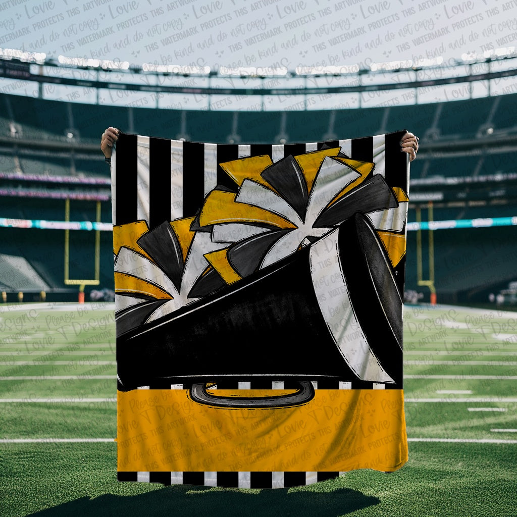 Cheer Megaphone and Pom Blanket Mockup-Lovie T Designs