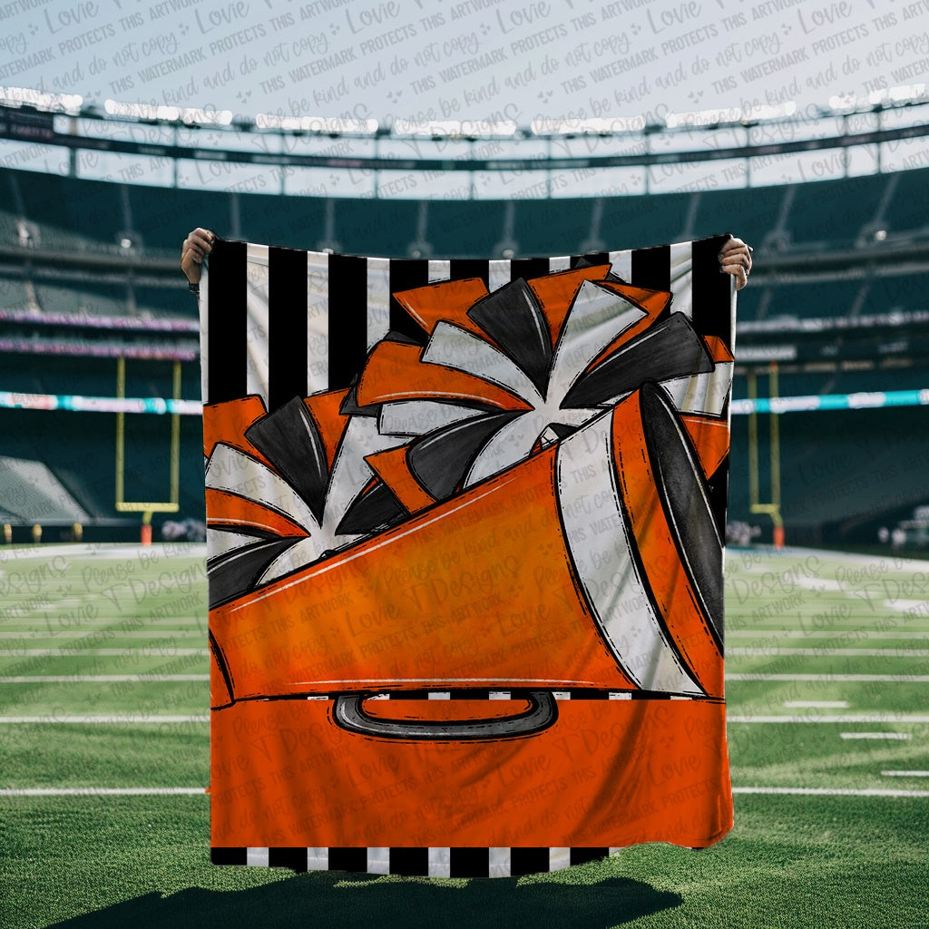 Cheer Megaphone and Pom Blanket Mockup-Lovie T Designs