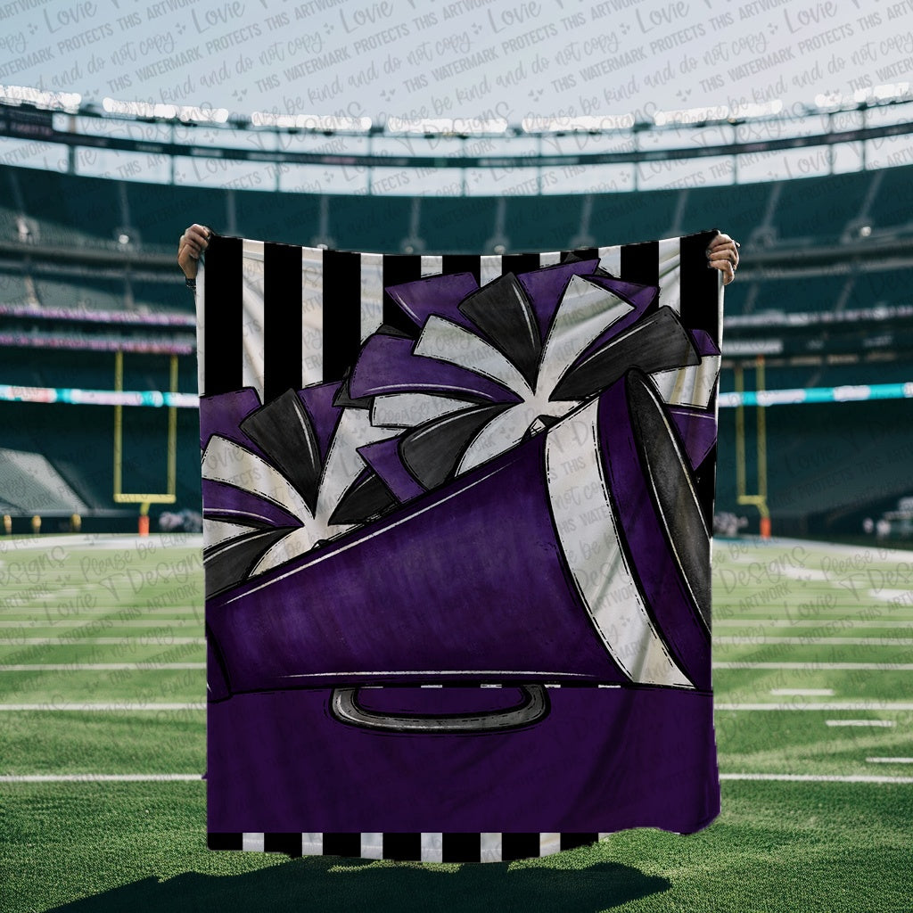 Cheer Megaphone and Pom Blanket Mockup-Lovie T Designs