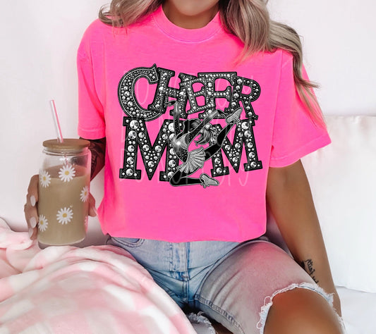 Cheer Mom Faux Rhinestone-Lovie T Designs