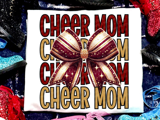 Cheer Mom Faux Rhinestones Maroon Yellow Gold-Lovie T Designs