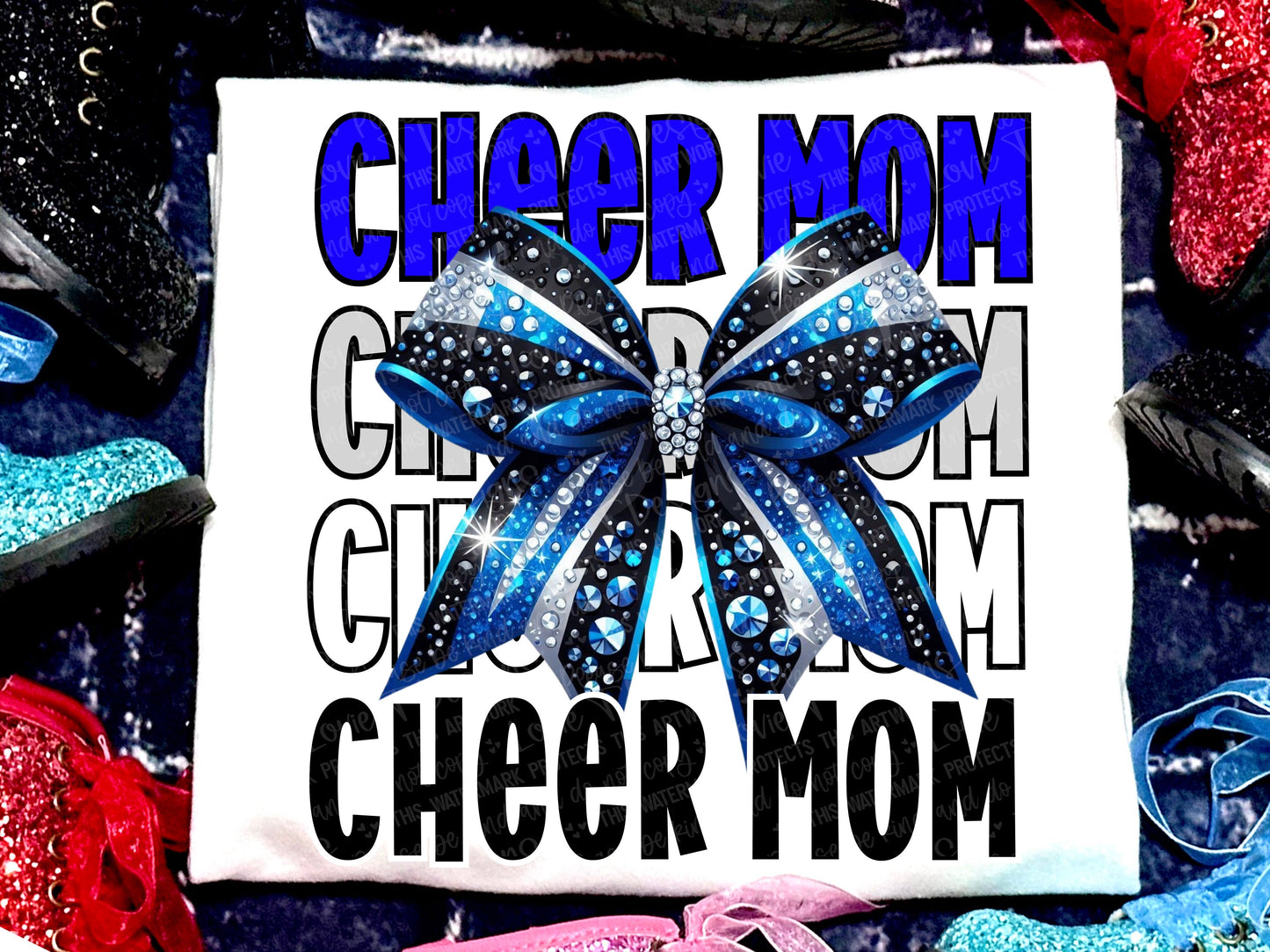 Cheer Mom Faux Rhinestones Royal Blue-Lovie T Designs