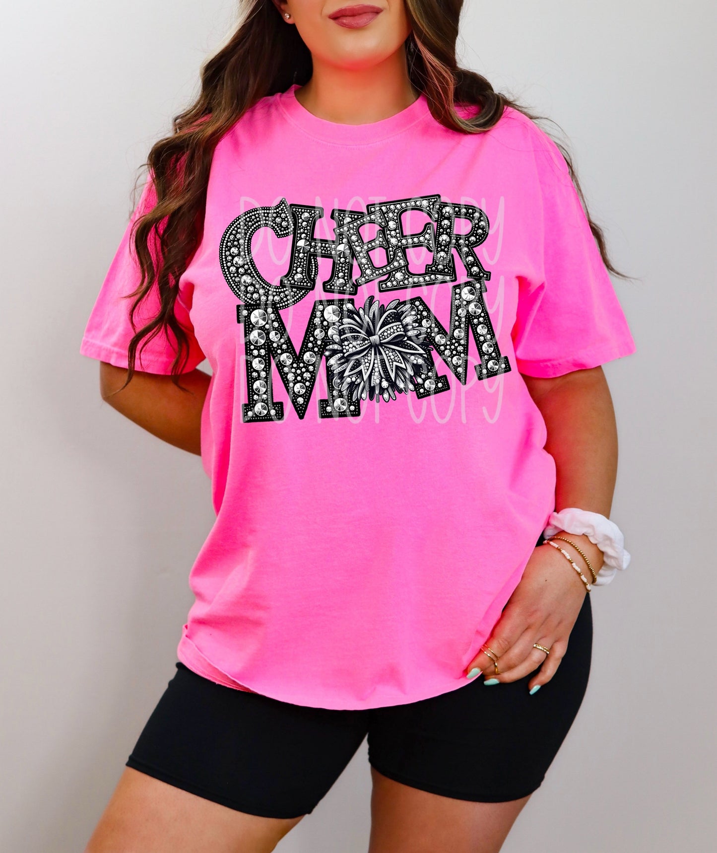 Cheer Mom Poms Faux Rhinestone-Lovie T Designs