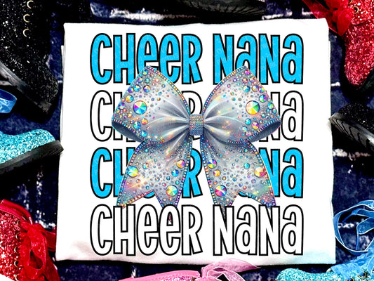 Cheer Nana Faux Rhinestones Blue Silver-Lovie T Designs